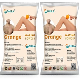 2 Packs of Mohila Hair Removal Orange Wax Powder for Men Women Painless Body Hair Removal Wax Powder (100 gm each)