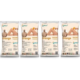 4 Packs of Mohila Hair Removal Orange Wax Powder for Men Women Painless Body Hair Removal Wax Powder (100 gm each)