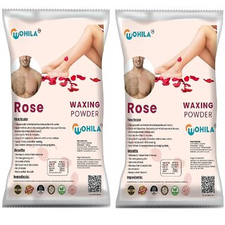 2 Packs of Mohila Hair Removal Rose Wax Powder for Men Women Painless Body Hair Removal Wax Powder (100 gm each)