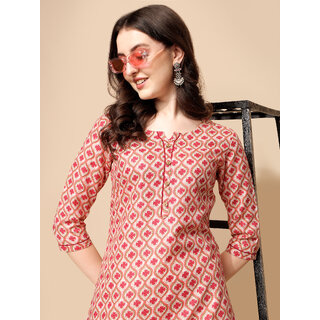 Elara Peach Cotton Blend Kurta For Women