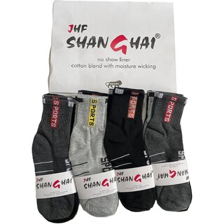 JHF Shanghai Ankle-Length Sports Socks  Cotton Blend with Moisture Wicking (Pack of 4) - Socks | Buy online on ZillyBuy