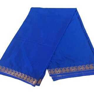 Elegant Royal Blue Crape Saree with Golden Border - Sarees | Buy online on ZillyBuy