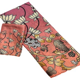 Luxurious Floral Print Dola Silk Saree in Pink and Orange - Sarees | Buy online on ZillyBuy