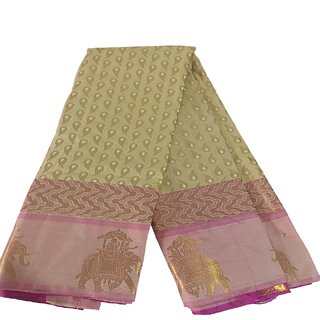 Elegant Kanchi Silk Saree with Traditional Elephant Motifs - Sarees | Buy online on ZillyBuy