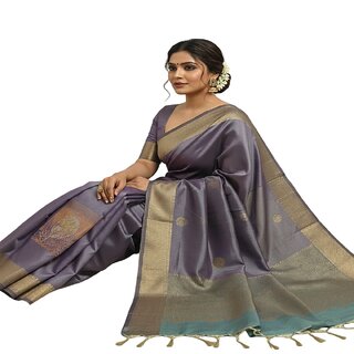 Exquisite Double Shaded Light Purple Kanchi Silk Saree with Golden Motifs - Sarees | Buy online on ZillyBuy