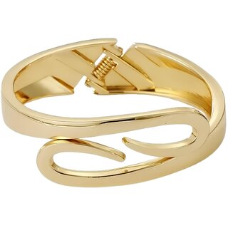MULTIWA Elegant Gold-Toned Anti-Tarnish Wave Design Metal Cuff Bracelet for Women Stylish Adjustable Bangle for Party - Bangles & Bracelets | Buy online on ZillyBuy