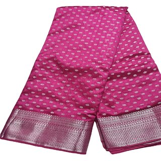 Elegant Magenta Chiffon Saree with Silver Border and Zari Butta - Sarees | Buy online on ZillyBuy