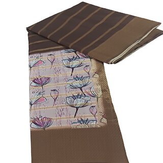 Elegant Digital Printed Crape Silk Saree with Floral and Stripe Design - Sarees | Buy online on ZillyBuy