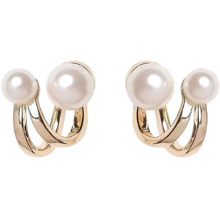 MULTIWA Elegant Double Pearl Stud Earrings For Women  Girls  Stylish Gold Plated Small Pearl Earrings  Lightweight - Earrings | Buy online on ZillyBuy