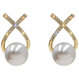 Elegant Fish Shape Pearl Stud Earrings For Women And Girls Stylish Korean Jewellery - Earrings | Buy online on ZillyBuy