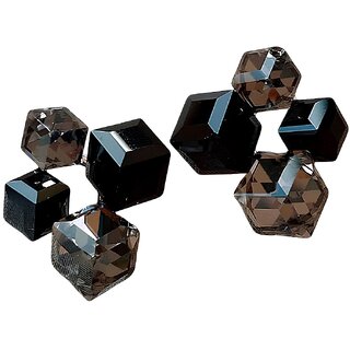 Black Cube Cluster Stud Earrings Fashion Jewelry Hypoallergenic Anti Tarnish Small Size - Earrings | Buy online on ZillyBuy