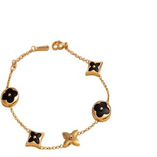 HAYA AURA Elegant Gold-Tone Anti-Tarnish Charm Bracelet with Floral and Star-Shaped Charms - Bangles & Bracelets | Buy online on ZillyBuy