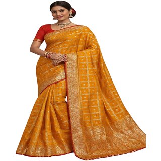 Elegant Orange Festive Saree for Women - Perfect for Celebrations - Sarees | Buy online on ZillyBuy
