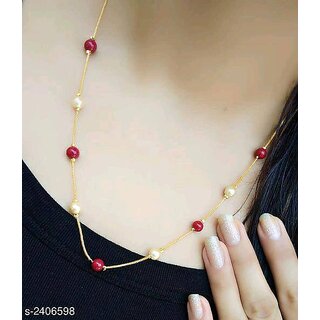 Traditional chains Red boll - 02 Gold-plated Plated Brass Chain silver