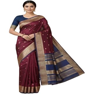 Elegant Haryanvi Silk Saree with Gold Motifs for Celebrations - Sarees | Buy online on ZillyBuy