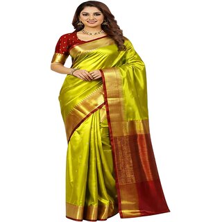 Elegant Haryanvi Silk Green Saree for Weddings and Parties - Sarees | Buy online on ZillyBuy