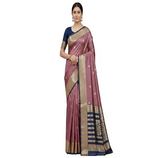 Elegant Mauve Pink Silk Blend Saree with Golden Woven Butta Motifs - Sarees | Buy online on ZillyBuy
