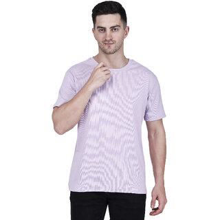Life Dream Mens Purple Solid Cotton Blend Round Neck T-Shirt