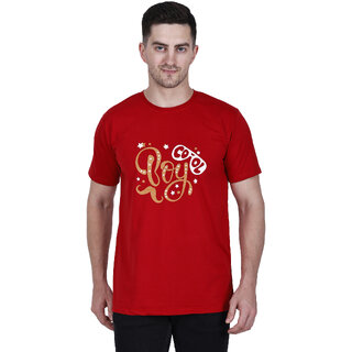 Life Dream Mens Red Solid Cotton Blend Round Neck T-Shirt