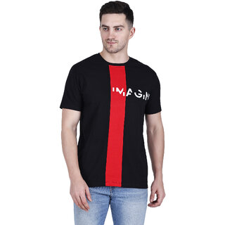 Life Dream Mens Black Animal Cotton Blend Round Neck T-Shirt