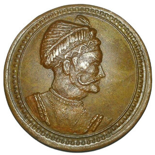 King of Ajmer,Delhi Prithviraj Chauhan 1181 Temple Token Big Coin Wt- 52gm