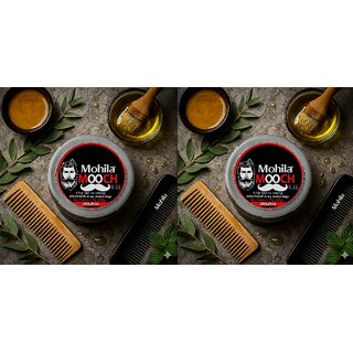 2 Packs Mooch Moustache Wax for Men - Strong Hold  Long Lasting Styling Wax  Natural Look  Original Scent  75g each