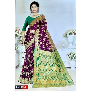 Silk Purple Saree - Sarees | Buy online on ZillyBuy