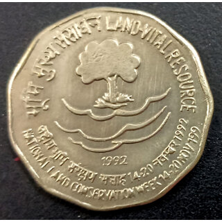Extremely Rare Land-Vital Resource 1992 - 2 Rupees Coin