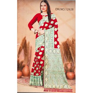 Red Banarsi Silk Saree - Sarees | Buy online on ZillyBuy
