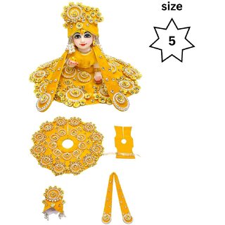 Tiny Shiny Laddu Gopal Poshak Thakur Ji Dress Heavy Designer Dress for Kanha Ji Fancy Dress(Size-5 , Inch-10)