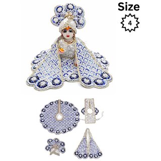 Tiny Shiny Laddu Gopal Poshak Thakur Ji Dress Heavy Designer Dress(Size-4 , Inch-8)