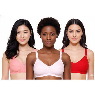 ZIVOK (Pack of 3) Women Full Coverage Non Padded Bra (Multicolor)