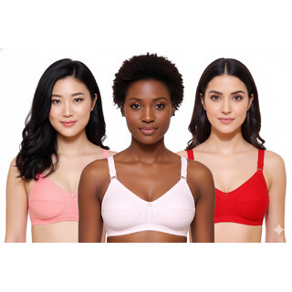 ZIVOK (Pack of 3) Women Full Coverage Non Padded Bra (Multicolor)