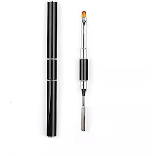 KRENI Dual-Ended Polygel Brush and Picker2 in 1 Designs Polygel Nail Brushes Stainless Steel Gel Nail Tool for PolyGel UV Gel Acrylic Nails Extension