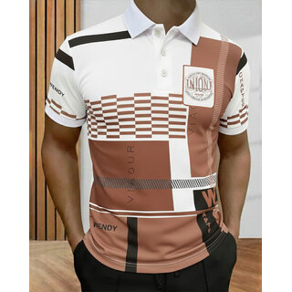 Ausk Mens White, Grey Graphic Print Cotton Blend Polo Collar T-Shirt