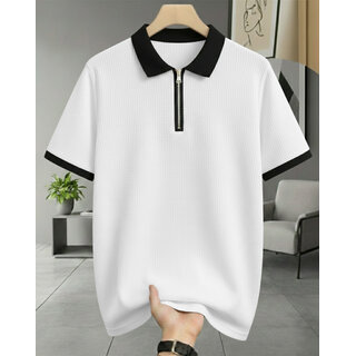 Ausk Mens White, Multicolor Graphic Print Cotton Blend Polo Collar T-Shirt