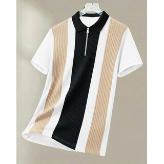 Ausk Mens Multicolor Graphic Print Cotton Blend Polo Collar T-Shirt