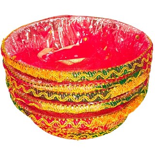 Fancy Gift Hamper Basket Set, Printed Basket Hamper Set, Ceremony Decorative Baskets Multipurpose Uses Chocolate/Packaging Baskets, Shelf Baskets, Pack of 5, Round, (10X10 Inch) - Home Improvement | Buy online on ZillyBuy