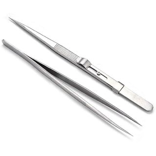 Diamond Tweezer for Gemstones with Slide Lock  Set of 2 Stainless Steel Precision Tweezers by Gulab's Tools