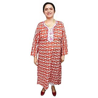 Prabha Apparels Women Printed Rayon A-line Kurti (Brown) - Kurtas & Kurta Sets | Buy online on ZillyBuy