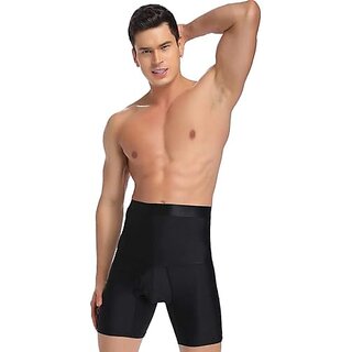 Ahina Men Tummy Control Shorts High Waist Shapewear Body Shaper Leg Underwear Briefs Black