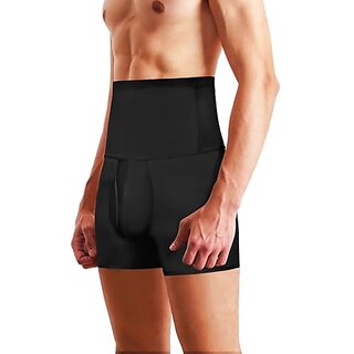 Ahina Mens Brief Shapewear Shorts Underwear Hip-up Body Shaper Boxer Enhancer, Black
