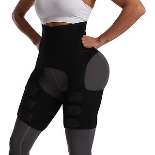 Ahina 2-in-1 Sweat Shaper Belt for Women xe2x80x93 Waist Trainer and Thigh Trimmer for Belly Fat Leg Slimming and Workout Performance Boost- Multicolor