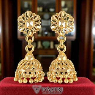 Vivastri Traditional Alloy 1 Gram Gold Plated Jhumka Earrings for Kids,Girls- VIVA2827ERG - Earrings | Buy online on ZillyBuy