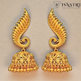 Vivastri Peacock 1 Gram Gold Plated Alloy Jhumka,Jhumki Earrings for Women & Girls - VIVA2801ERG - Earrings | Buy online on ZillyBuy