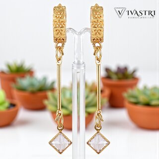 Vivastri Diamond Drop Gold Plated Alloy Drop Earrings for Women & Girls - VIVA2802ERG - Earrings | Buy online on ZillyBuy