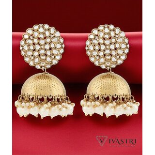 Vivastri Pearl Drops Gold Plated Alloy Jhumka,Jhumki Earrings Guttapusalu for Women & Girls - VIVA2804ERG - Earrings | Buy online on ZillyBuy