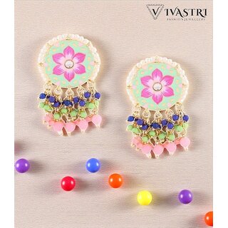 Vivastri Multi Pearls Drops Gold Plated Alloy Stud Earrings Guttapusalu for Women & Girls - VIVA2807ERG - Earrings | Buy online on ZillyBuy