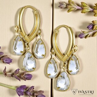 Vivastri Crystal Drops Gold Plated Alloy Drop Earrings for Women & Girls - VIVA2828ERG - Earrings | Buy online on ZillyBuy