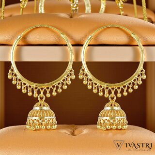 Vivastri Traditional 1 Gram Gold Plated Alloy Jhumka,Jhumki Earrings for Women & Girls - VIVA2830ERG - Earrings | Buy online on ZillyBuy